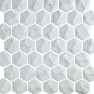 Casabella Mosaics Carrara Super White 3D Mosaic Sample