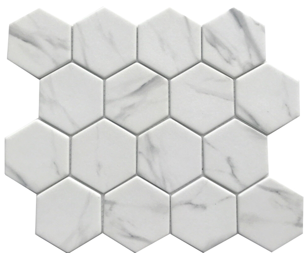 Casabella Mosaics Carrara 3" Hexagon Mosaic Sample