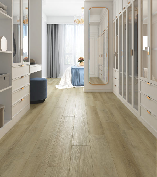 Casabella FirmFit Downtown Uptown Room Scene With Belmont Oak Floor Sample On It