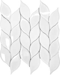 CBTBWL017 Water Jet Solid Glass Mosaics Leaf White leaf pattern