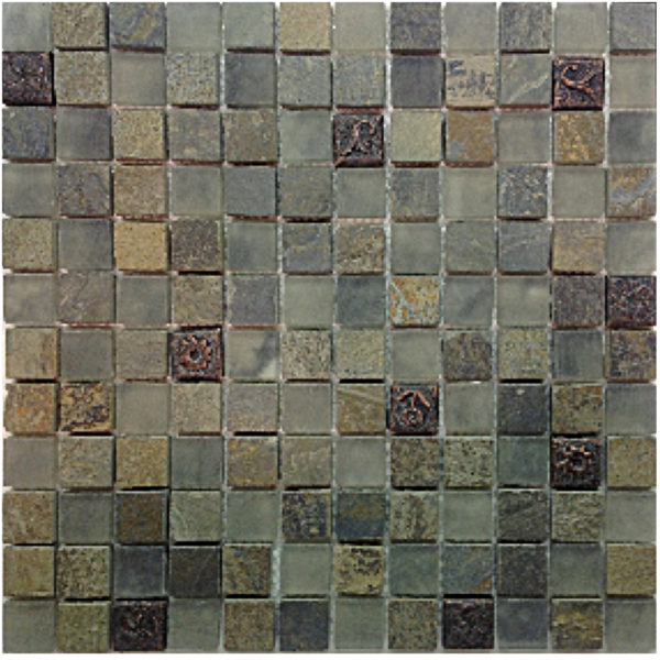 CBTIMGCBS304 Glass & Slate Mosaics Santa Fe 1inx1in