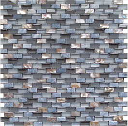 CBTIMGSHGR Micro Shell (Mother of Pearl) Mosaics Shell Gray 3-8in mini brick