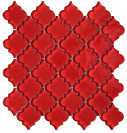 CBTIMGWJRED Water Jet Solid Glass Mosaics Red 2in lantern pattern
