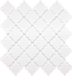 CBTIMGWJWHT Water Jet Solid Glass Mosaics White 2in lantern pattern