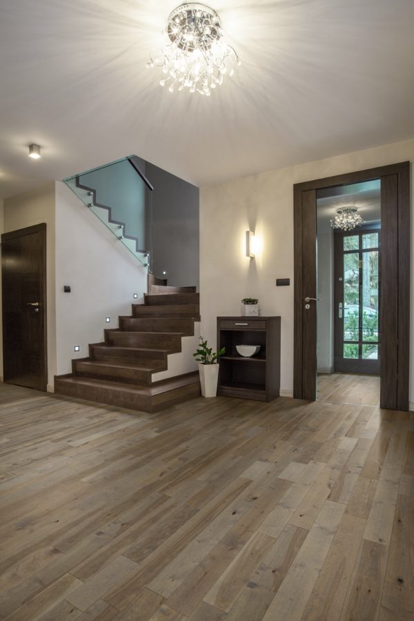 Travertine house: staircase