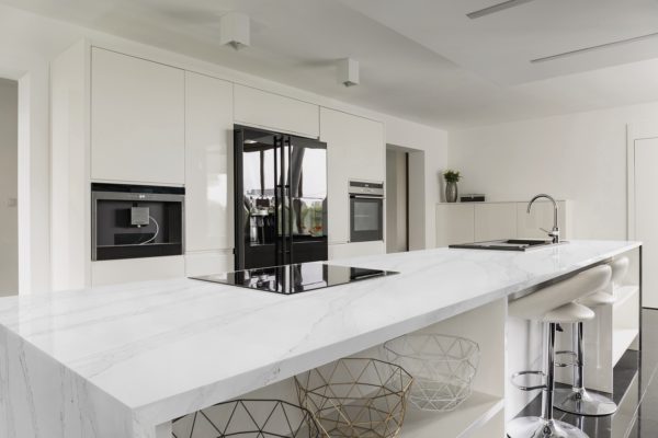 Kitchen island in luxurious interior