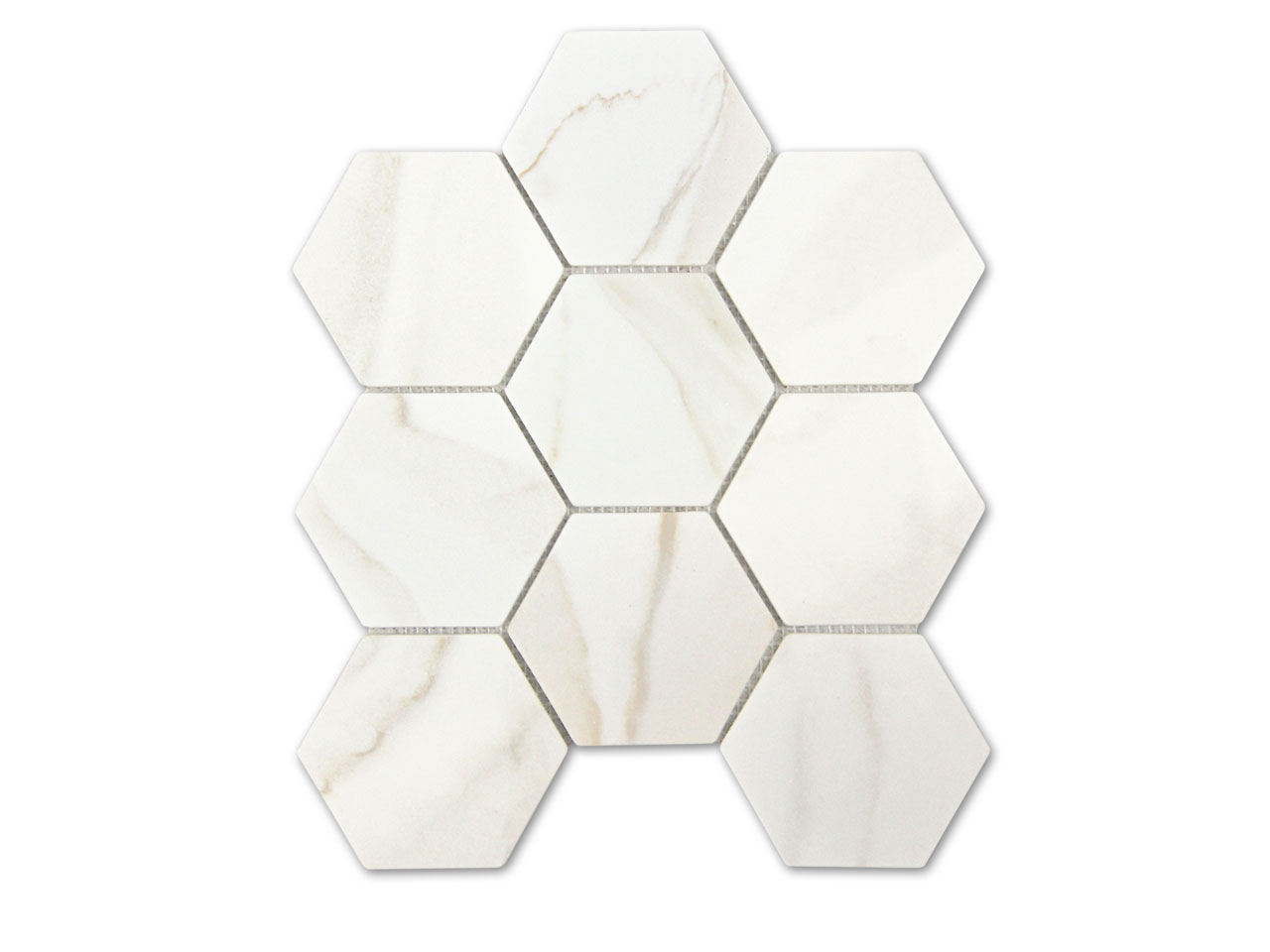 Calacatta Gold Hexagon Mosaic Swatch