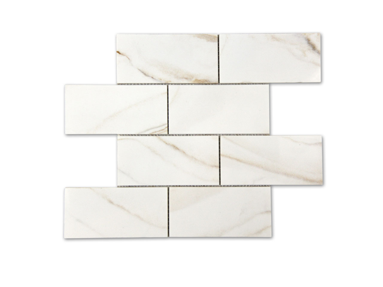 Calacatta Gold Subway Mosaic Swatch