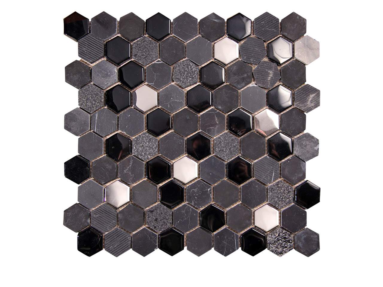 Hexagone Black Mosaic Swatch