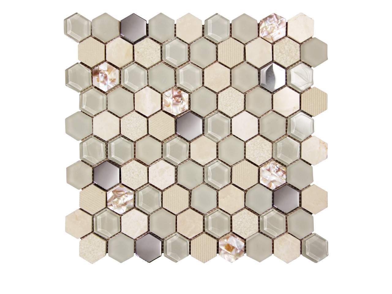 Hexagone Shell Beige Mosaic Swatch