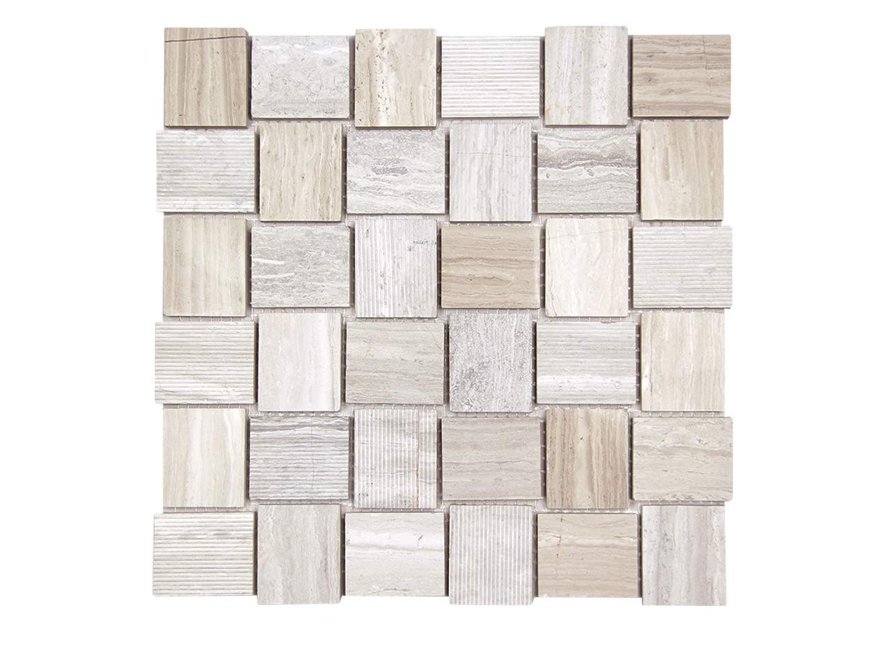 Linker White Wood Mosaic Swatch