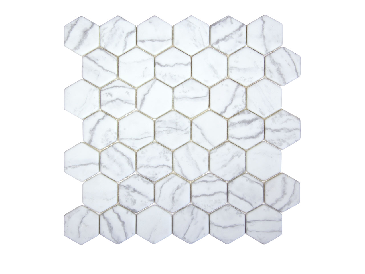 Natural Hexagone Snow Mosaic Swatch