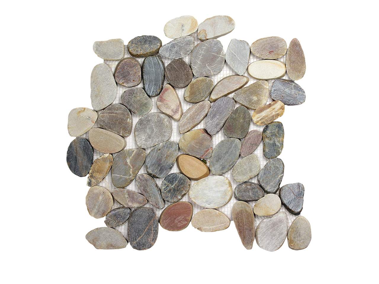 Pebble Stone Multicolor Sliced  Mosaic Swatch
