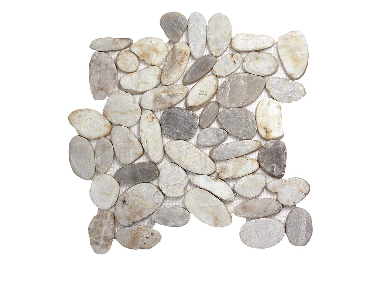 Pebble Stone White Sliced  Mosaic Swatch