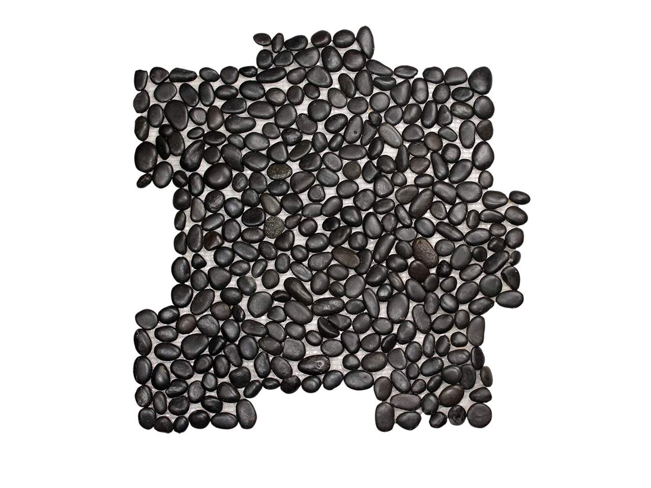 Pebble Stone Black Round Small Mosaic Swatch