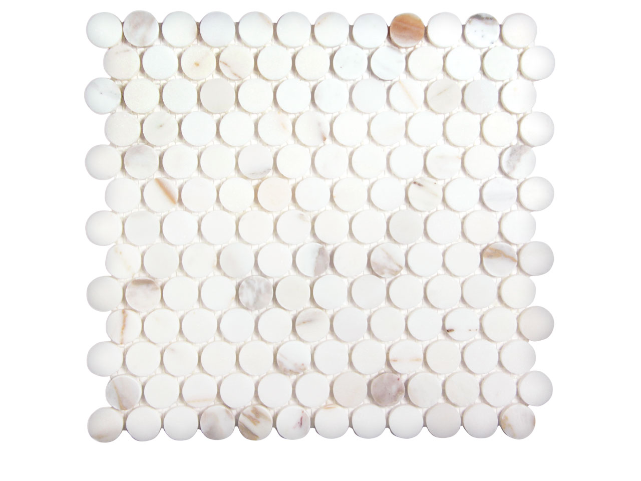 Penny Round Calacatta Gold Honed Mosaic Swatch