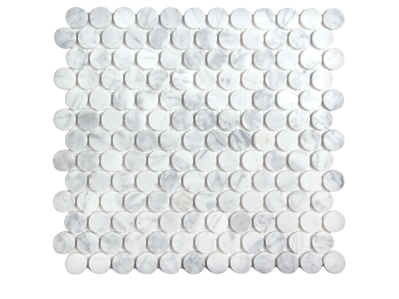 Penny Round Carrara Honed Mosaic Swatch