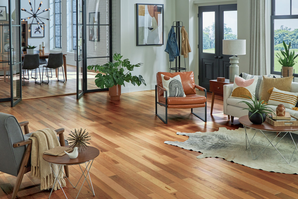 Character Hickory Engineered Construction Color Natural Room Scene